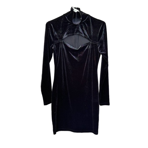 Pam & Gela Velvet Cut Out Iridescent Mini Dress Black Size small - Picture 6 of 11